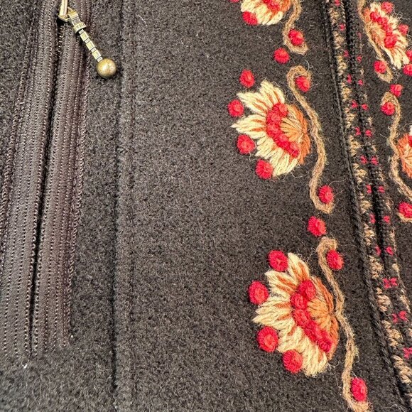 Icelandic Designs Wool Embroidered Jacket Women Floral Cottagecore Full Zip - Picture 11 of 16